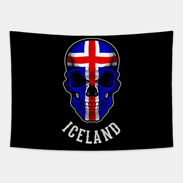 Icelandic Flag Skull Iceland Patriotic Skeleton Tapestry by MerchFrontier