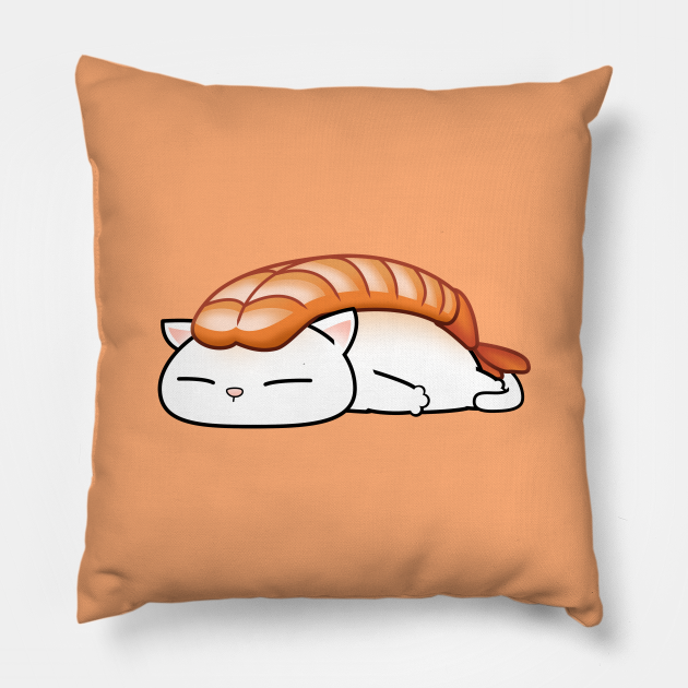 Chubby Cat Shrimp Sushi - Cat - Pillow | TeePublic