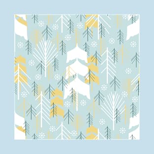 Winter design with trees and snowflakes T-Shirt