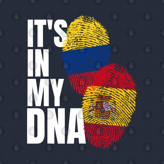 Colombian And Spaniard Mix DNA Flag Heritage Gift by Just Rep It!!