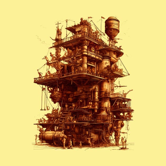 Victorian Rube Goldberg Steampunk Machine Architecture by entwithanaxe