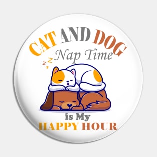 cat and dog naptime is my happy hour Pin