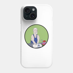 Elderly man washing the dishes Phone Case