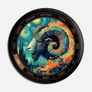 ZODIAC Aries - Astrological ARIRS - ARIRS - ZODIAC sign - Van Gogh style - 10 Pin