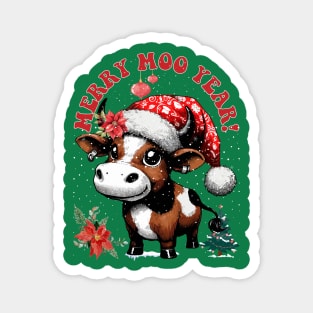 Jersey Cow - Merry Moo Year! Magnet