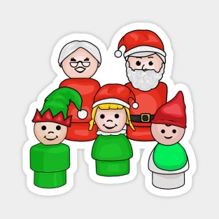 Santa, Mrs Claus, and 3 Little Elves Magnet