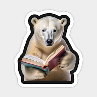 Polar bear reading a book Magnet