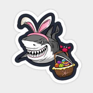 Cool Easter Shark with Easter Basket and Bunny Ears Magnet