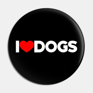 I Love Dogs Red Hearts Dog Lovers (White) Pin