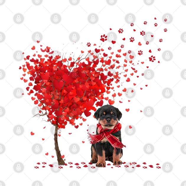 Happy Valentine's Day Heart Tree Rottweiler by cyberpunk art