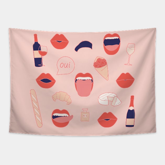 French Kiss Tapestry by LoverlyPrints