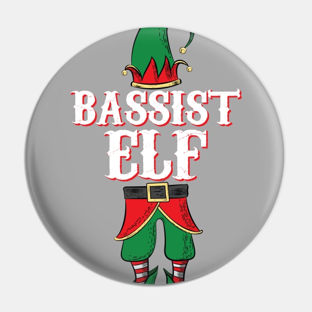 Bassist Elf - Christmas Gift Idea for Bass Players print Pin by Vector Deluxe