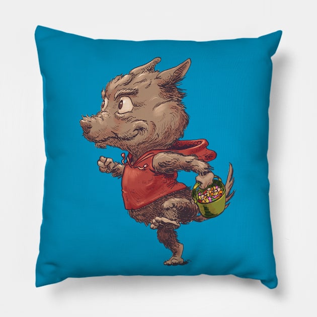 Werewolf kid trick or treat Pillow by Carlos CD