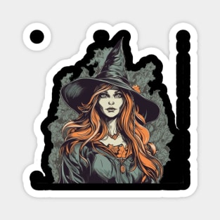 Gloomy beautiful witch / Wicca with red hair Magnet