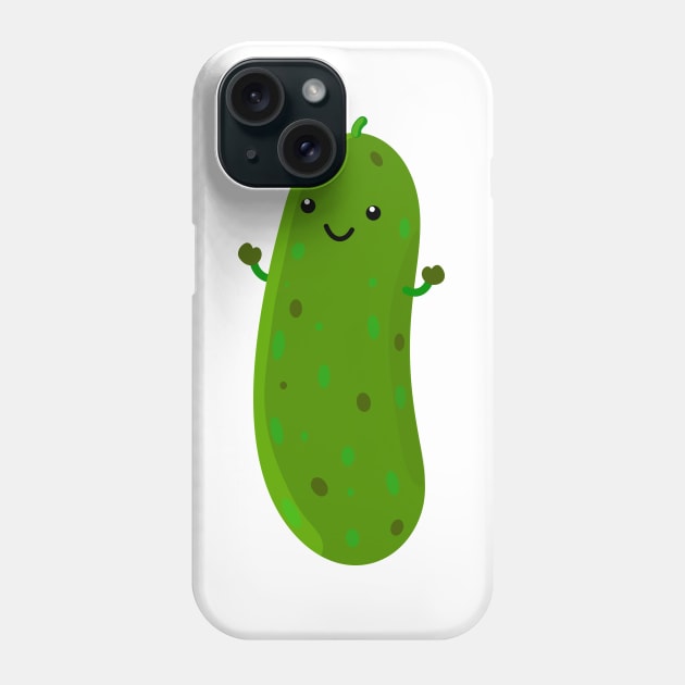 Cute happy pickle cartoon illustration Phone Case by FrogFactory