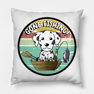 Cute dalmatian dog has gone fishing Pillow