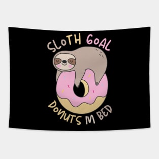 Sloth Goal Donuts in Bed Tapestry