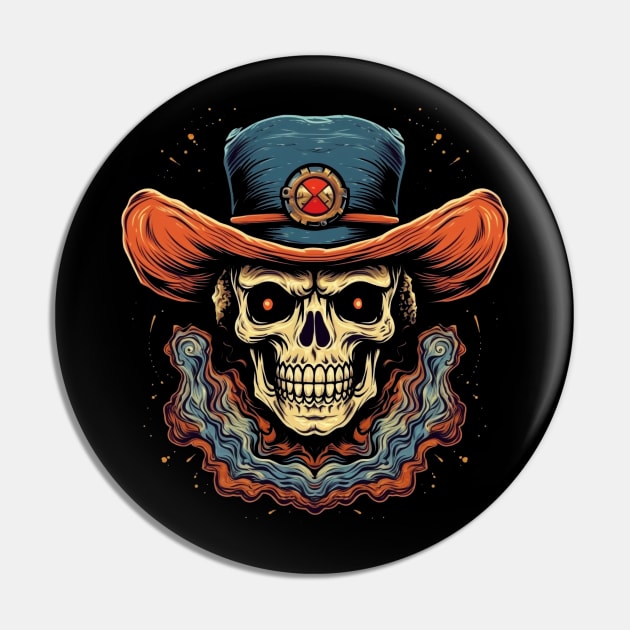 Cowboy Magic Voodoo Witch Doctor Skull Pin by TOKEBI