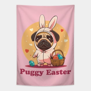 Easter bunny pug easter eggs Tapestry