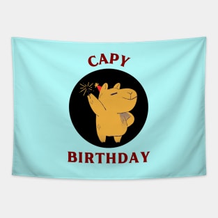 Capy Birthday | Capybara Pun Tapestry