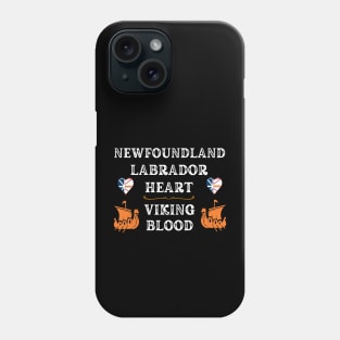 Newfoundland Labrador Heart, Viking Blood. White text. Gift ideas for historical enthusiasts. Phone Case