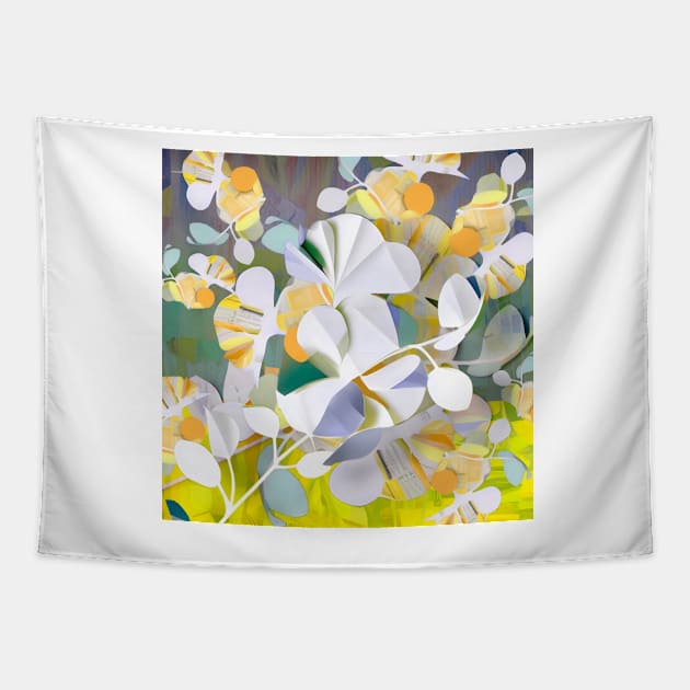 Stylized Pastel Floral Collage Tapestry by DANAROPER