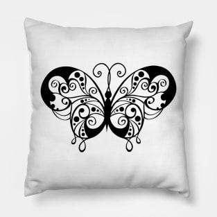 Ornate Butterfly Silhouette Pillow