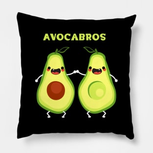 Avocabros on black Pillow