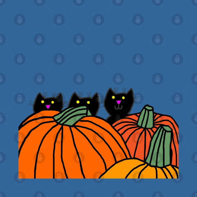 Kittens in the Pumpkin Patch with Blue Sky by ellenhenryart