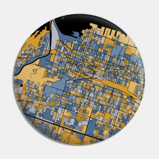 Hamilton Map Pattern in Blue & Gold Pin