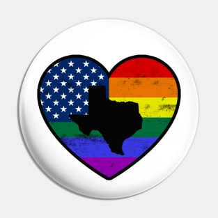 Texas United States Gay Pride Flag Heart Pin