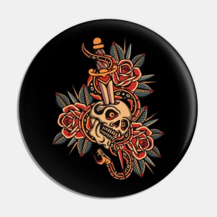 Skull Traditional Tattoo Pin