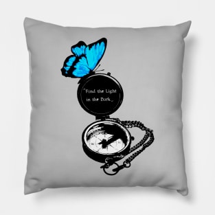 Blue butterfly | Compass | Quote Pillow