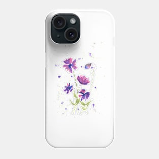 Watercolor painting of loose purple flowers Phone Case