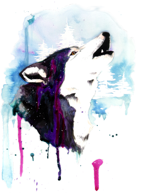 Paint Spatter Galaxy Wolf Kids T-Shirt by FishWithATopHat