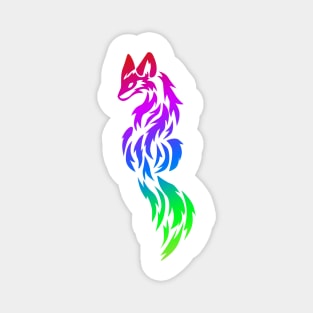 Rainbow Fox Tribal Tattoo Magnet