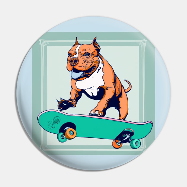 Skateboarding Pittie Pin by junochaos