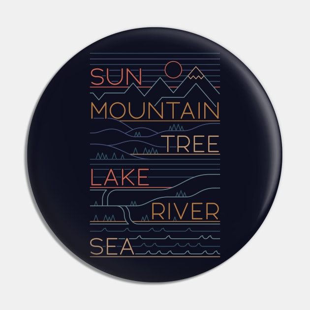 Sun, Mountain, Tree Pin by Thepapercrane