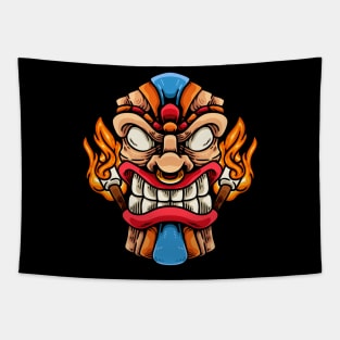 Tiki Mask And Fire Tapestry