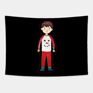 Boy with Christmas pajamas Tapestry