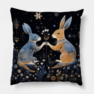 Mystical Rabbits Encounter Pillow