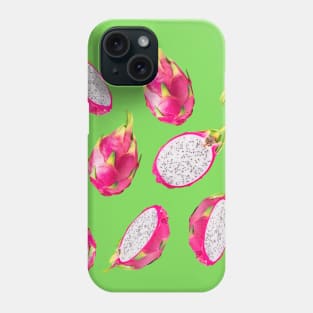Dragon Fruit Pattern Bright Lime Green - Summer Fruits Phone Case