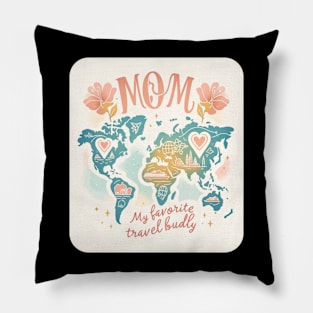 World's Best Travel Mom Motherday Vintage Pillow