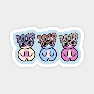 Three Chibis (New Years 2019) Magnet