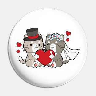 Bride And Groom Wedding Cats Pin