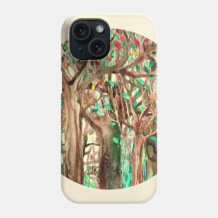 Walking through the Forest - watercolor painting collage Phone Case