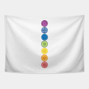 Chakra mandalas vertical Tapestry