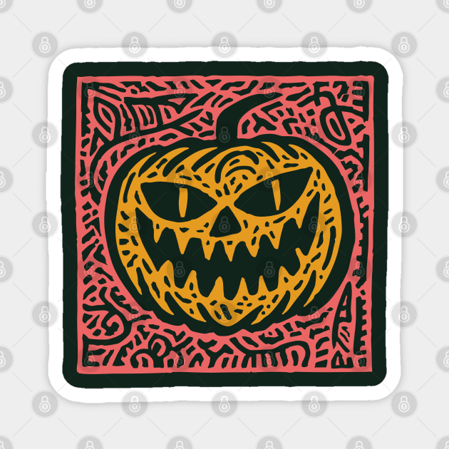 Psychedelic Jack O' Lantern | Samhain Spirit Magnet by TuncGK