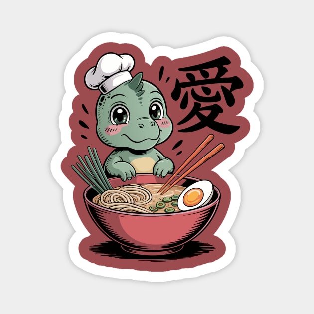 Dinosaur Ramen Noodles Japanese Kawaii Anime Magnet by The WYLD Tribe