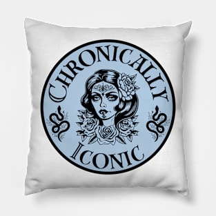 Chronically Iconic Blue Pillow